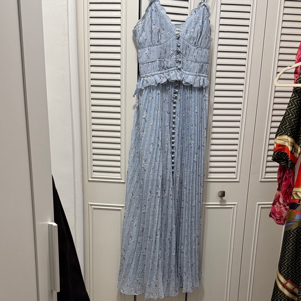 Self-Portrait Light Blue Lace Maxi Dress